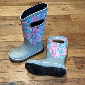 Bogs Kids' Floral Boots - Pink and Gray
